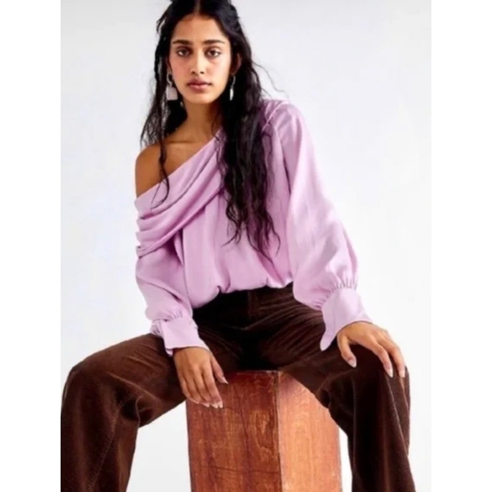 Free People Jenna Off The Shoulder Top Moonlit Orchid Size Medium